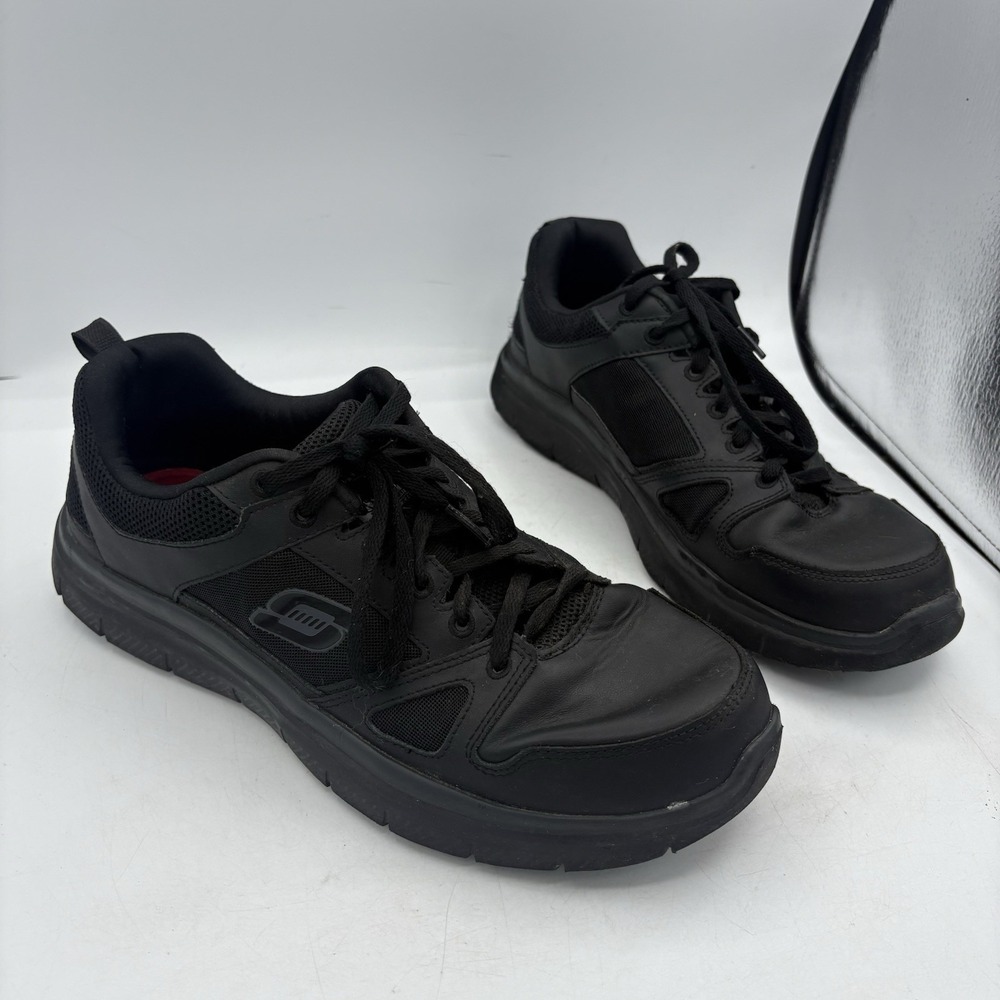 Skechers Work Shoes Mens Size 11 Relaxed Fit Slip Resistant Black Soft Toe